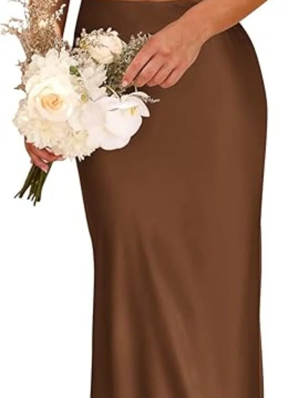 🤎 NWT Satin 2 Piece Skirt Set | Size L | Mock Neck Crop Top + Maxi Skirt - Picture 5 of 6